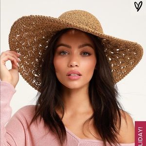 Lulus NWT Woven Brown Straw Hat
